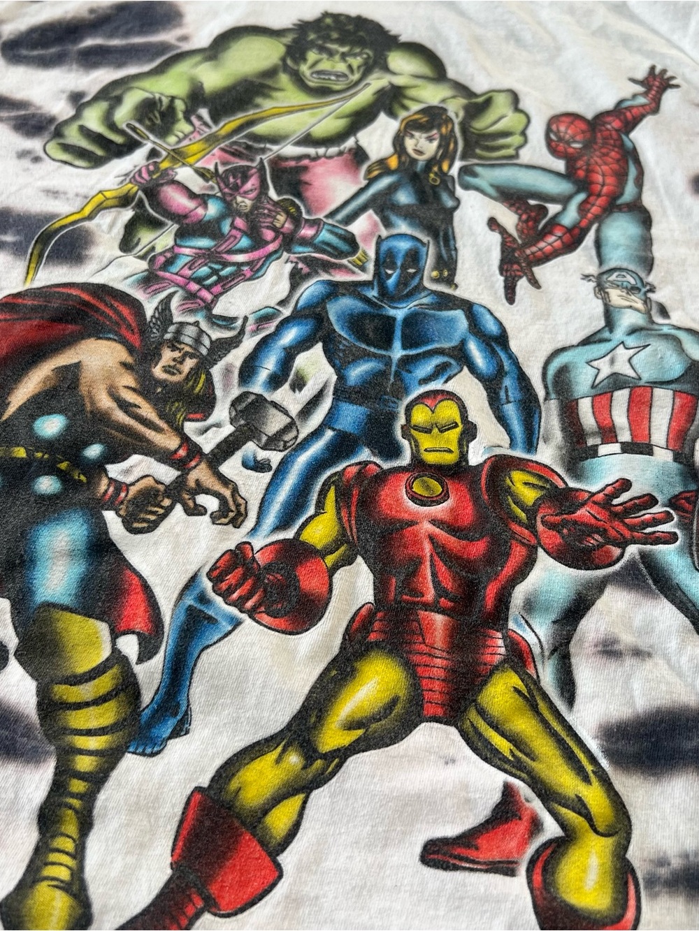 Marvel Character Logo Tie-Dye Long Sleeve TShirt Black & White Y2K dc comics - Picture 6 of 8